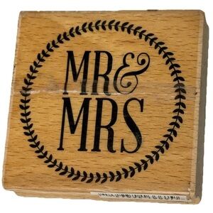 Coral Pink Arts & Crafts Rubber Stamp with Wooden Base